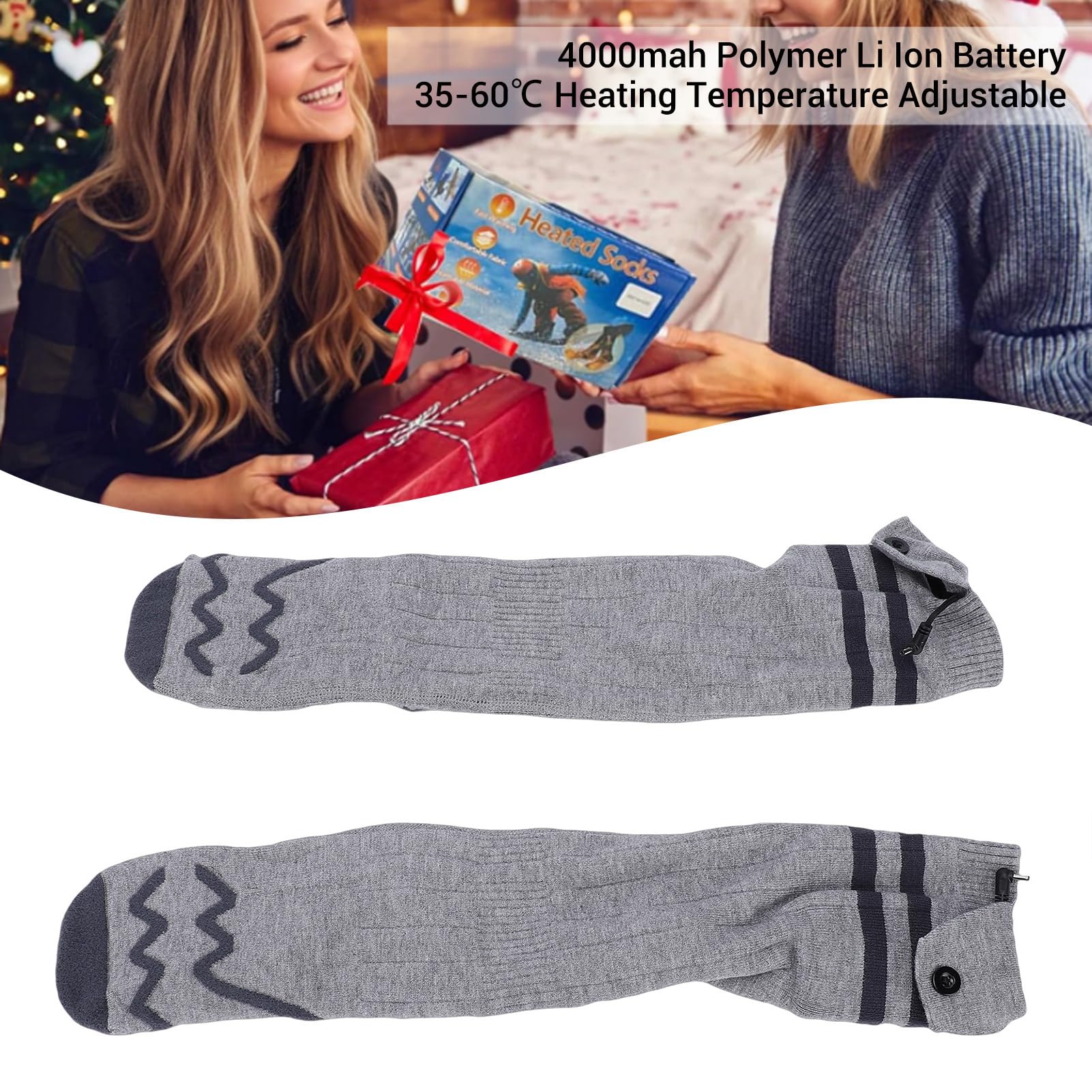 TOPINCN Chaussettes Chauffantes, Chaussettes Chauffantes électriques avec Contrôle APP, Chauffe-Pieds Chauffants Rechargeables pour Le Ski d'hiver, Le Camping, Le Cyclisme et Les