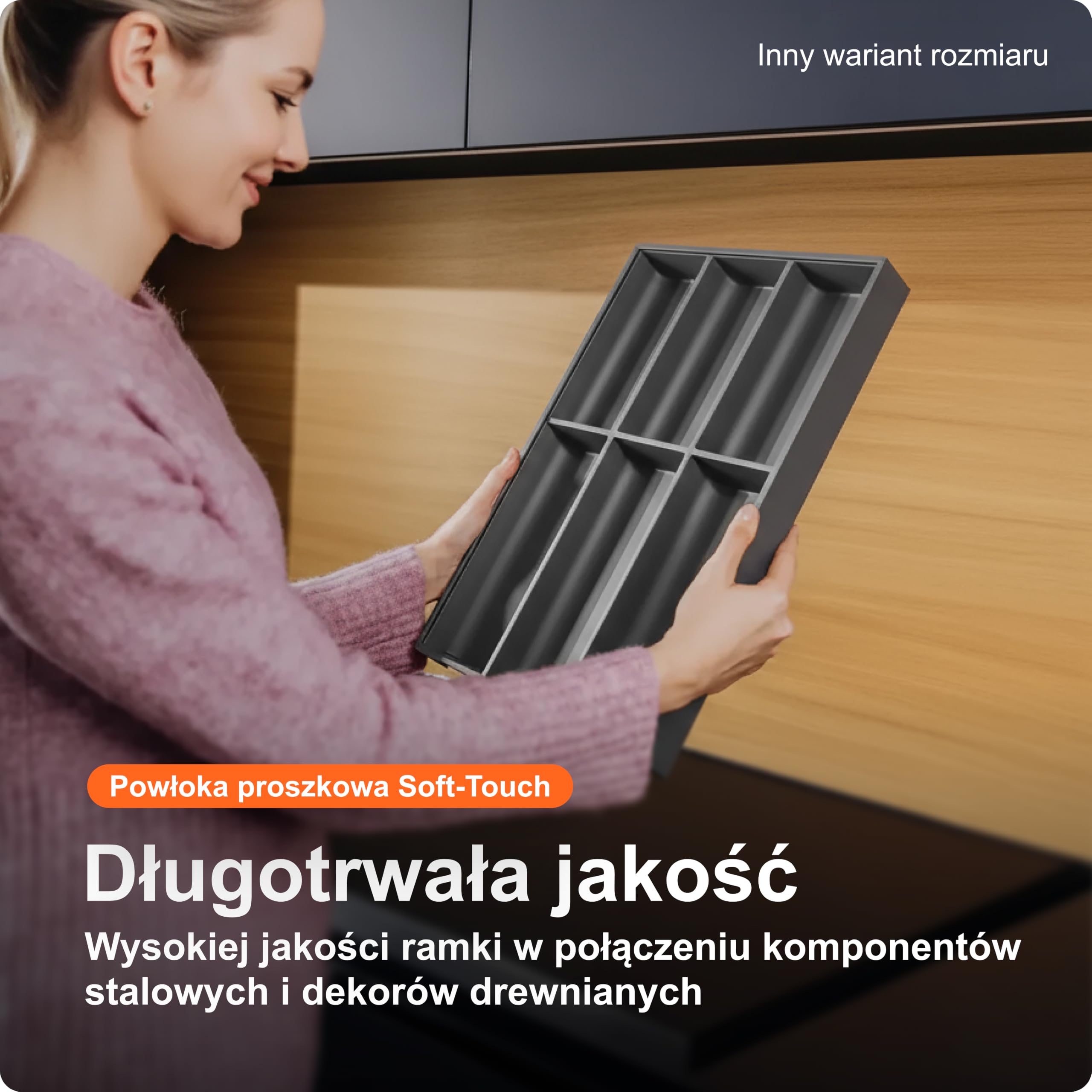 blum AMBIA-LINE wkład na sztućce Soft-Touch | premium organizer szuflady do nowoczesnych szuflad i szafek kuchennych | chroni, sortuje i porządkuje sztućce | 42×30×5 cm | Szary Orion