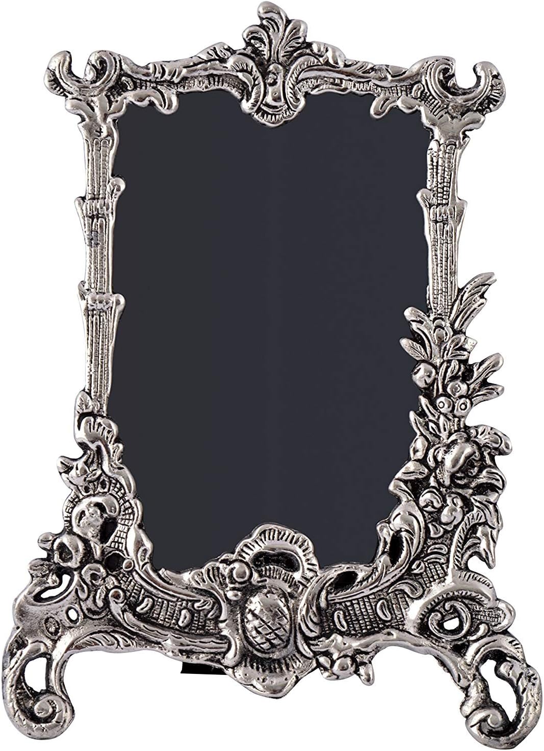 HOUZZPLUS Handicraft White Metal Photo Frame Antique Silver Victorian Style with Floral Hand Craving (19 cm x 1 cm x 25 cm, Silver)