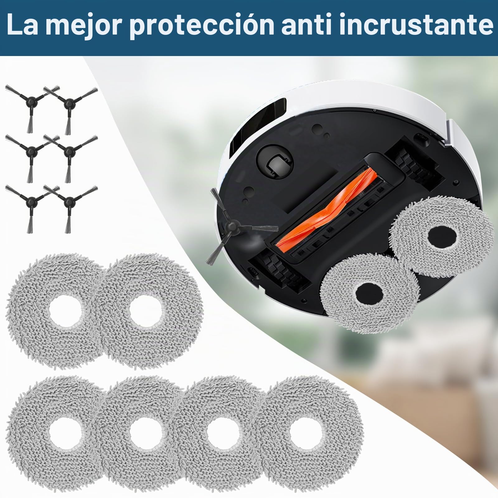 18 Kit de accesorios para Xiaomi X20 Max / X20 Pro Robot Aspirador, 1 Cepillos Principales, 6 Cepillos Laterales, 6 Toallitas, 2 Filtros, 2 Bolsas para el polvo, 1 Cepillo de limpieza