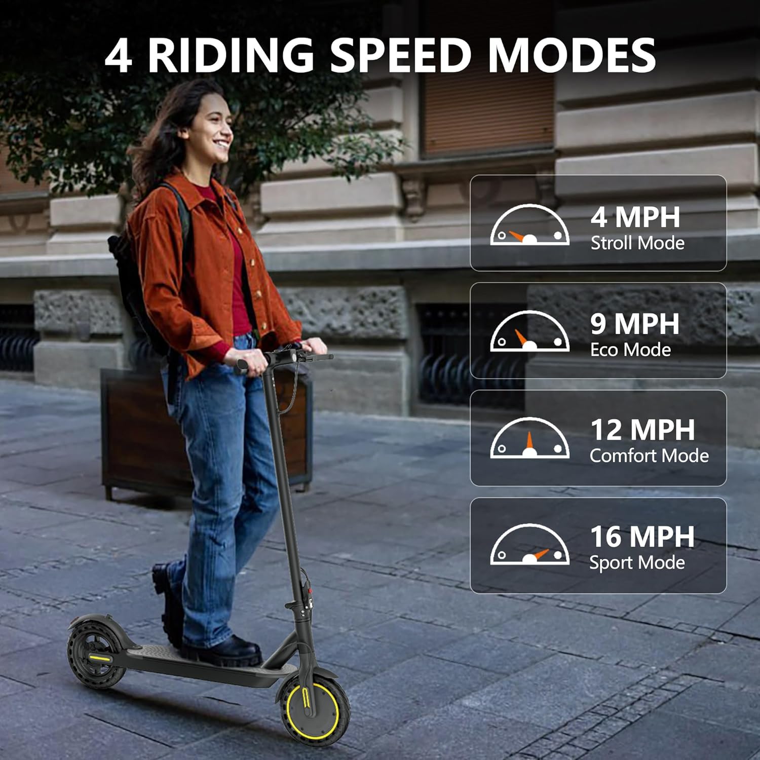 Maxshot Electric Scooter, 350W/500W Powerful Motor, 19-22 MPH Max Speed, 15-28 Miles Range, Foldable escooter with Dual Braking Systems, Smart APP