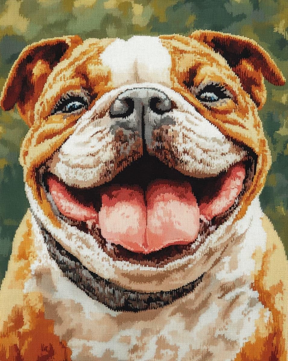 WallustrioaW Cross Stitch Stamped Kits,Bulldogs,Pre-Printed Cross-Stitching Starter Pattern for Beginners Adults,11CT Embroidery Needlepoint Kits,40x50cm
