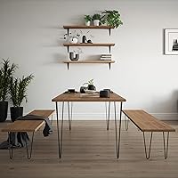 Vista 3 de ROTHLEY Patas de mesa de horquilla de 28 pulgadas, 3 varillas sólidas de metal para mesa, juego de 4 patas de escritorio resistentes con protectores