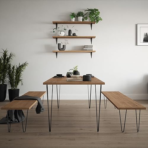 Miniatura 3 de ROTHLEY Patas de mesa de horquilla de 28 pulgadas, 3 varillas sólidas de metal para mesa, juego de 4 patas de escritorio resistentes con protectores