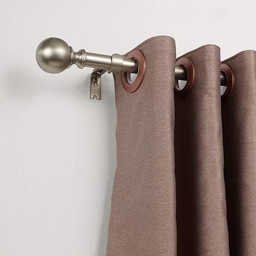 Miniatura 5 de Kemmie Barra de cortina clásica de 1 pulgada con remates redondos, barra de cortina telescópica simple, 72-144 pulgadas, níquel mate