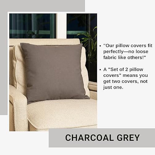 Vista 14 de RELY+ Juego de 2 fundas de almohada de algodón blancas de 18 x 18 pulgadas, fundas cuadradas con cremallera para sofá, sala de estar, fundas Blanco