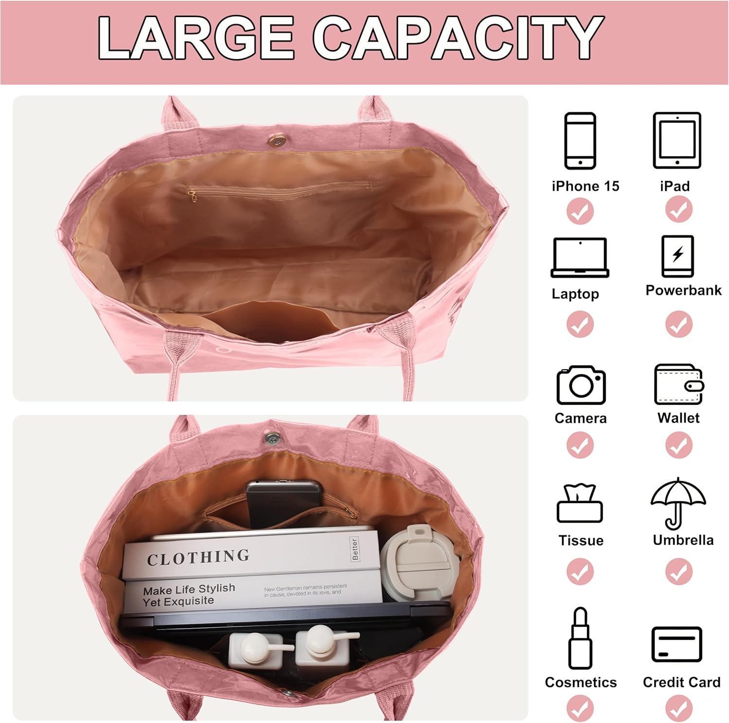 ALUWU Women's PVC Tote Bag Kraft Paper Work Handbag Wipeable Plastic Purse with Top Handle for Beach Travel
