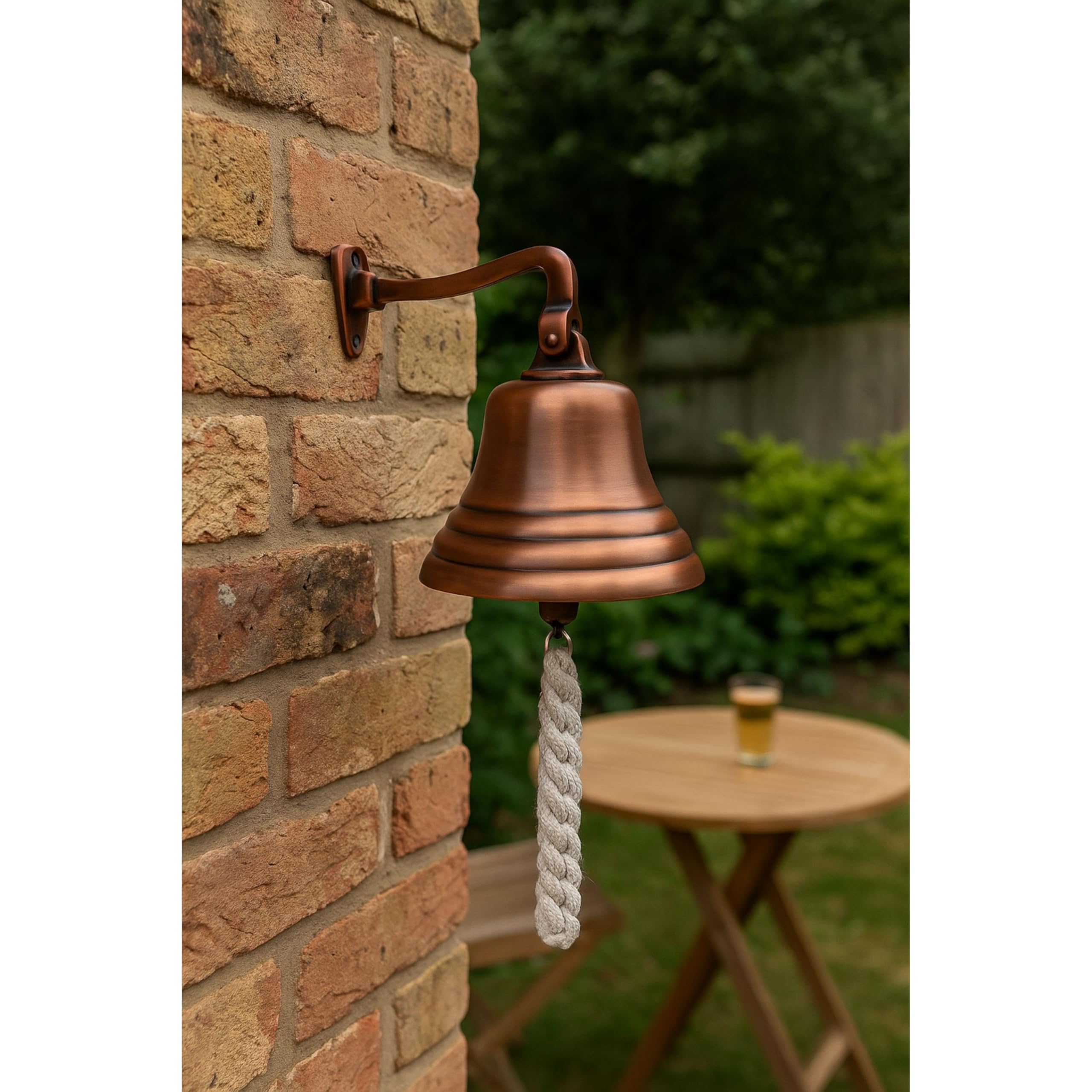 Accessoires de Bar Assortis pour la Maison, Cloche à Main | Cloche en Laiton Murale Suspendue avec Corde Durable | Cloche en Bronze Unique avec des Sons forts idéale pour Noël, réception (8 Pouces)