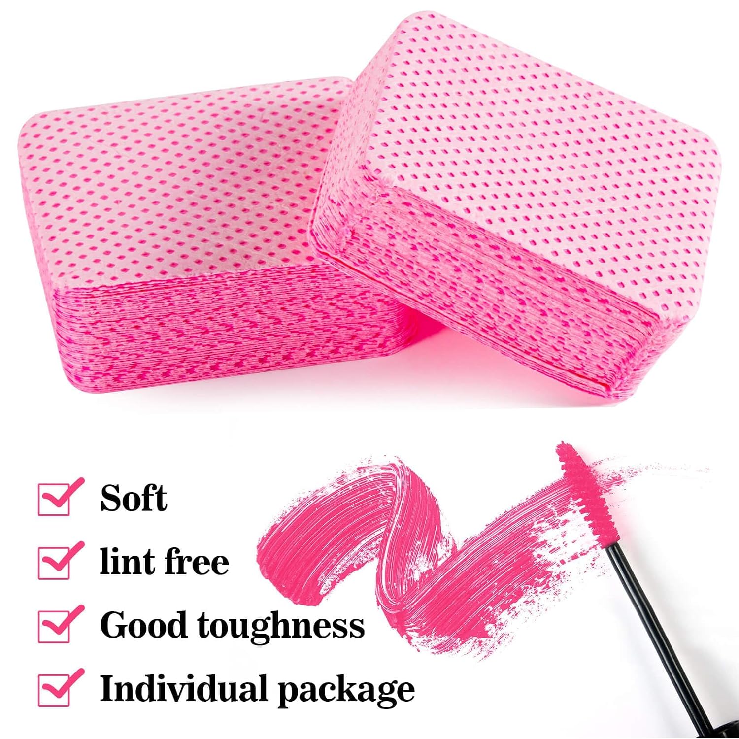 MAQIHAN 1800 Lint Free Nail Wipes - Pink Acetone Free No Lint Nail Pads For Gel Polish Glue Remover, Nail Art Supplies, Essentials Stuff for Nail Tech, Nail Care Product, Lash Extension Supplies