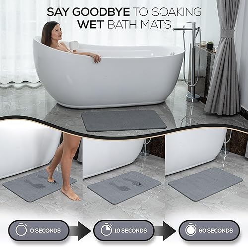 Miniatura 4 de della Tapete de baño de piedra de alta calidad, tapete de ducha súper absorbente de tierra de diatomeas, piedra de baño de secado rápido para el