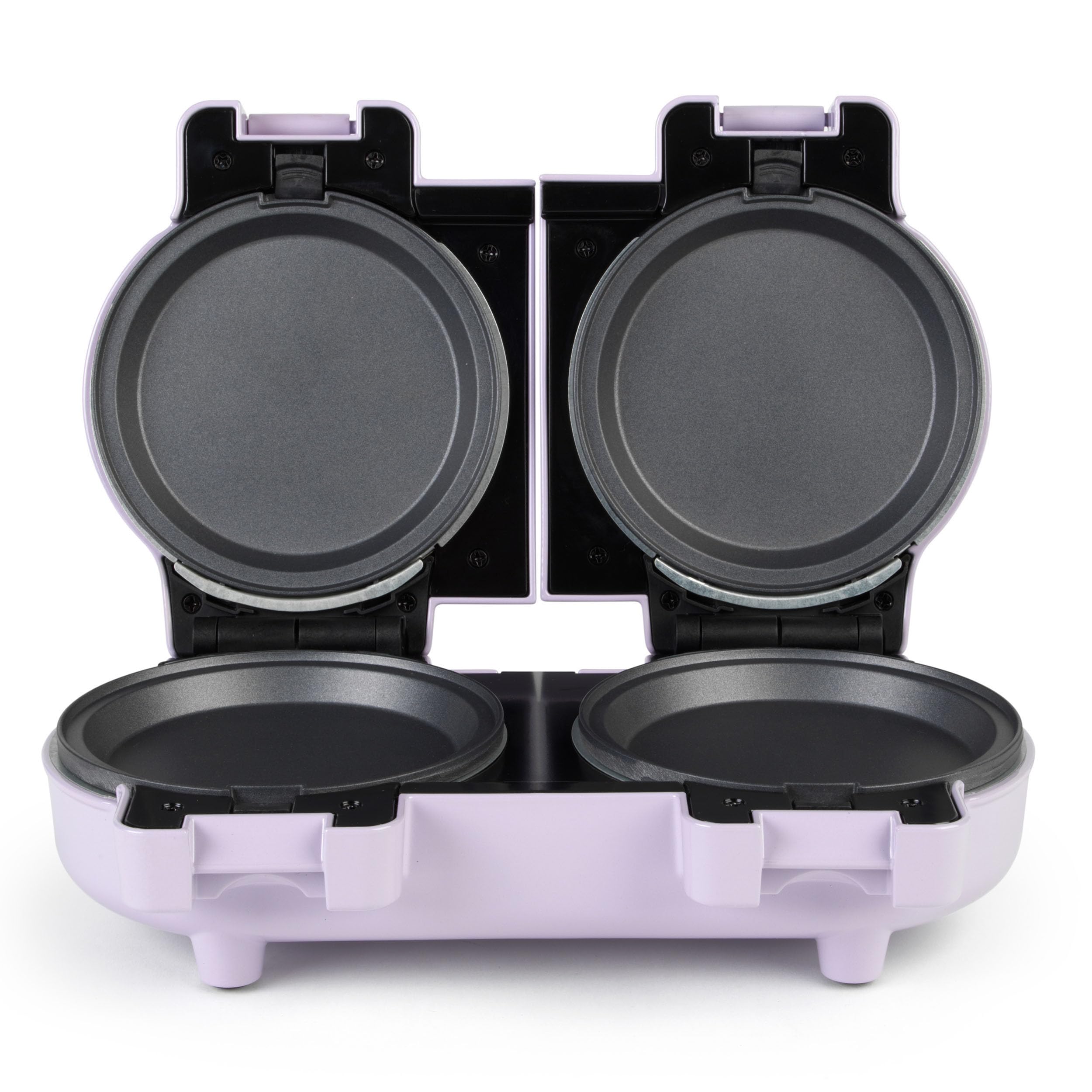 Giles & Posner Appareil de fabrication de snacks– plaques de cuisson amovibles antiadhésives, compact, inclut 4 plates pour omelettes et gâteaux, 4 à gaufres, violet pastel.