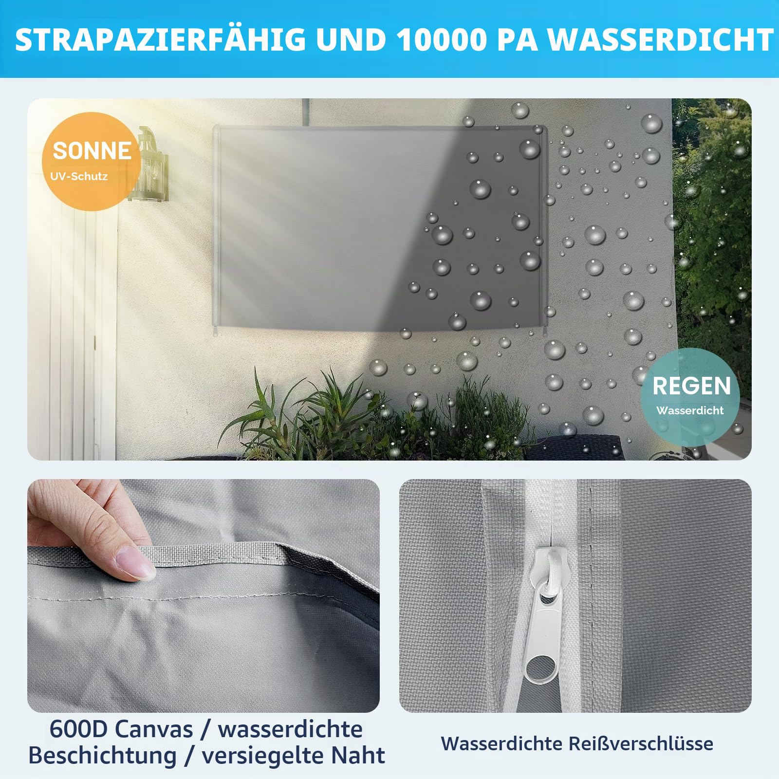 Outdoor TV Abdeckung 40-43 Zoll mit Bodendichtung, 600D wetterfeste TV Displayschutzfolie mit wasserdichtem Reißverschluss, untere Abdeckung passt für die meisten Flachbildfernseher, Halterungen