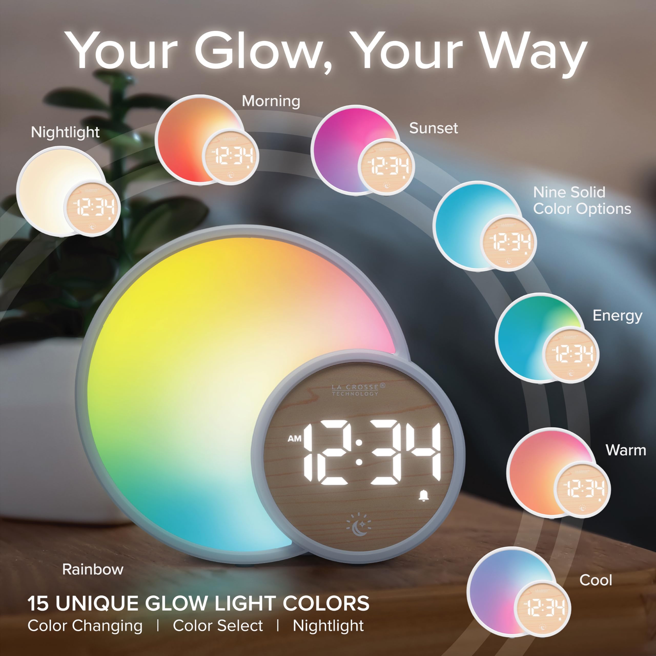 La Crosse Technology 617-1412 L'Eclipse Light Assist - Reloj despertador digital para mesita de noche