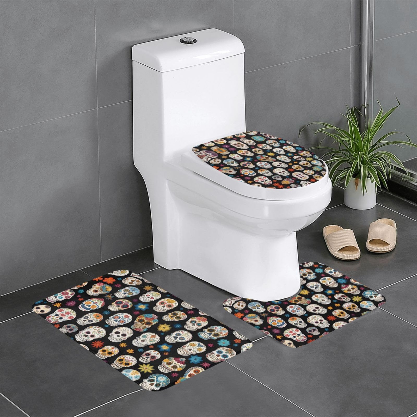Tapis de bain crânes en sucre antidérapants et durables pour sécuriser votre douche quotidienne