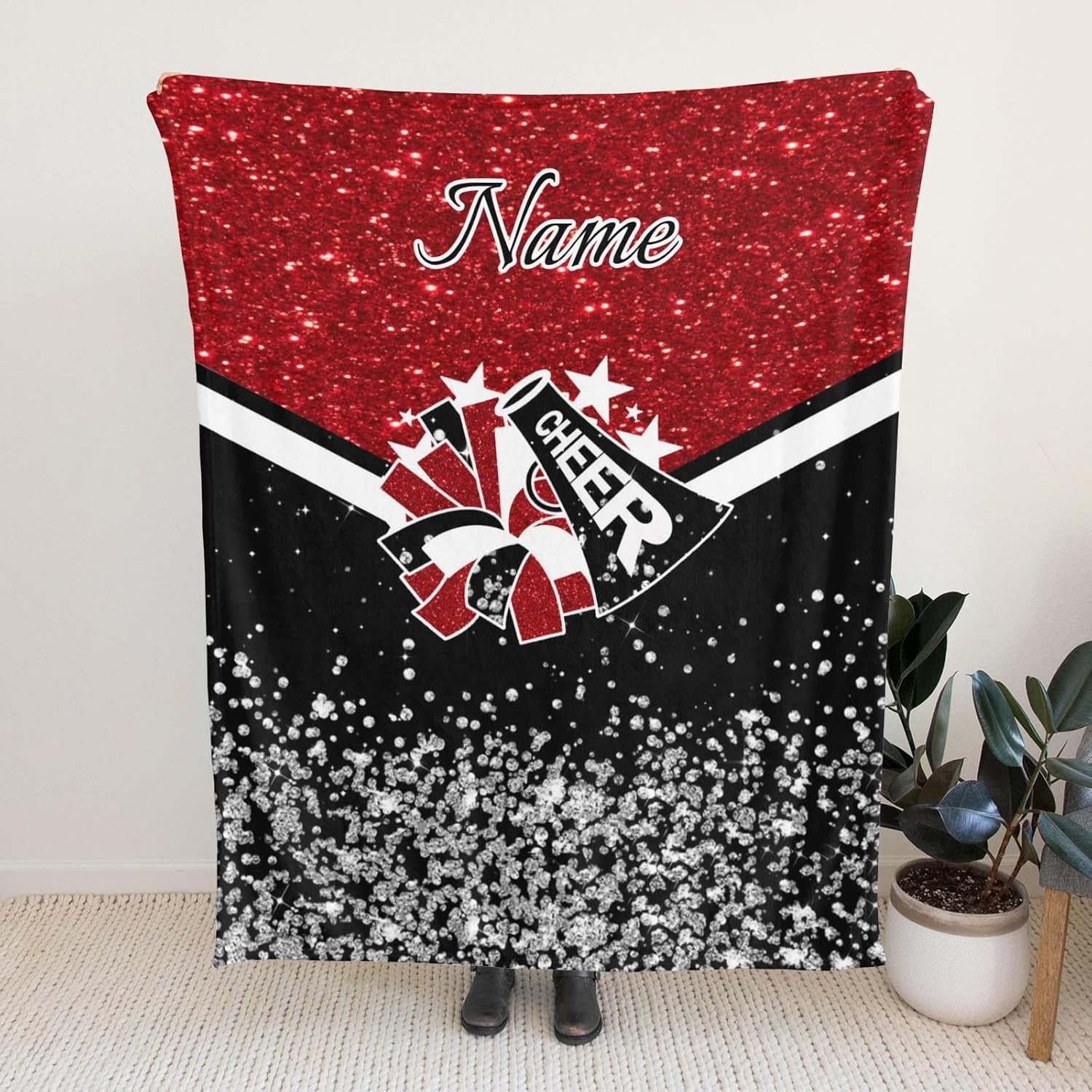 Personalized Cheer Cheerleader Loyal Red Blanket with Name Cheer Gifts 60x80inch Blanket for Girls Women Coach Cheerleader Gifts for Birthday Christmas