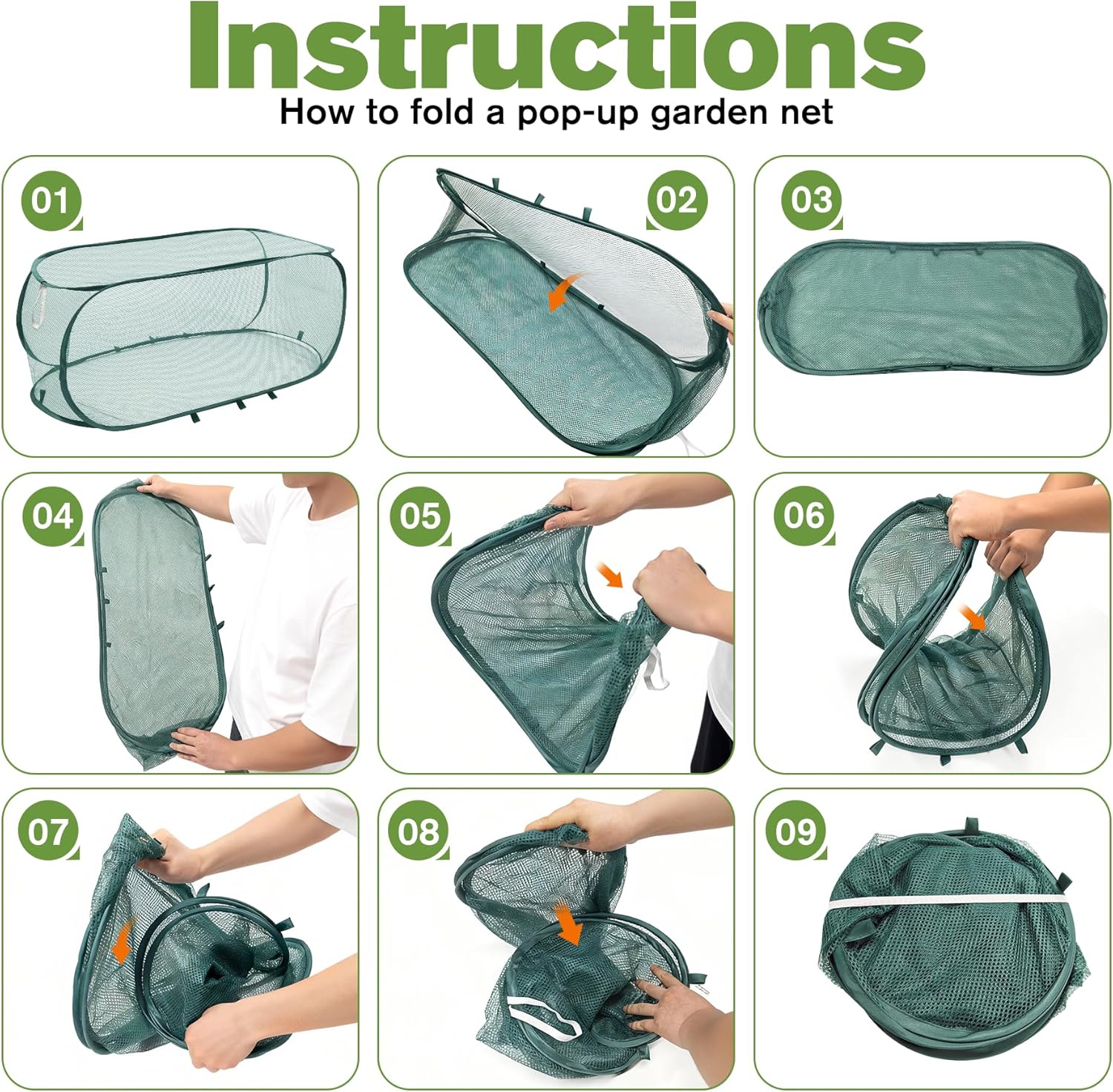 8Pack Garden Covers for Raised Beds, Reusable Pop Up Mesh Plant Covers with Ground Nails, Lightweight Outdoor Crop Cage Plant Protector for Vegetables Fruits Seedlings & Flowers, 35"L x 15"W x 15"H