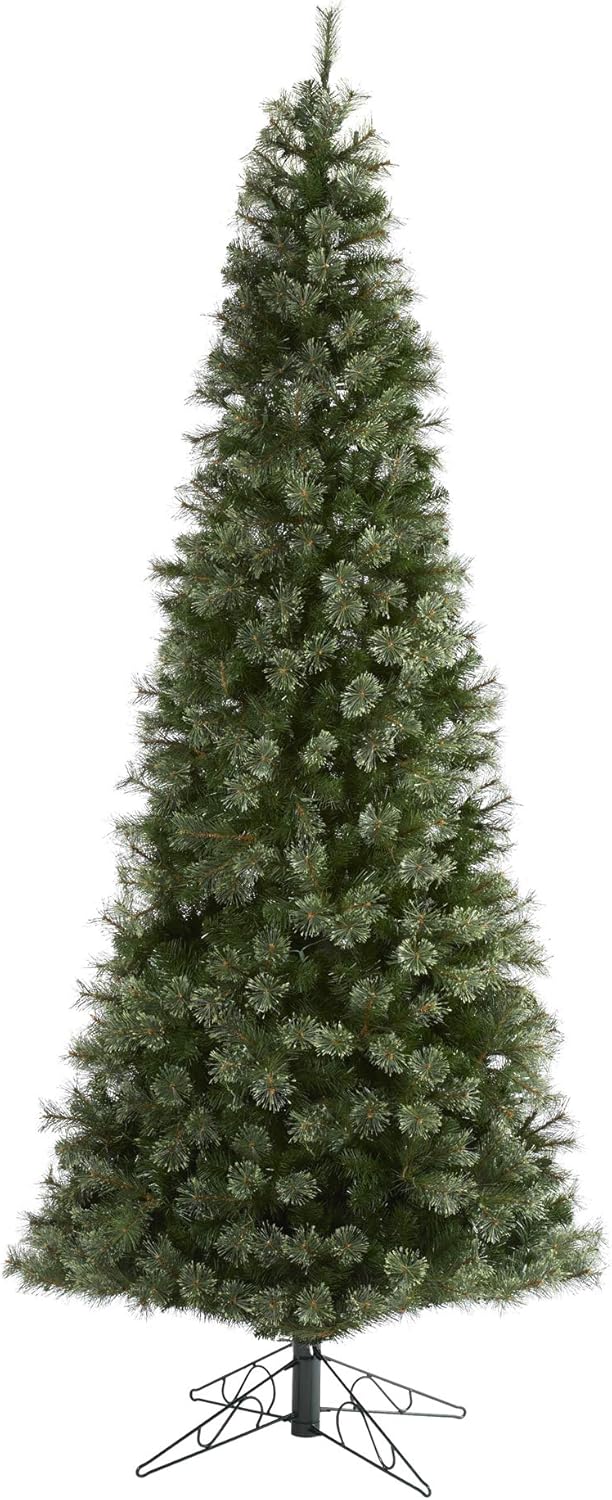 Nearly Natural 10ft. Cashmere Slim Artificial Christmas Tree with 750 Warm White Lights and 1908 Bendable Branches