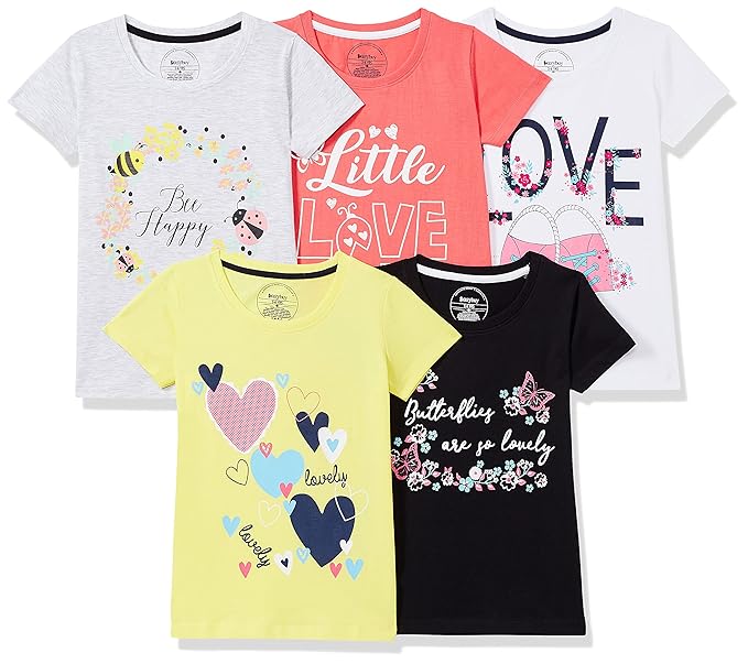 Easybuy Girls Regular Fit T-Shirt (Pack of 5)