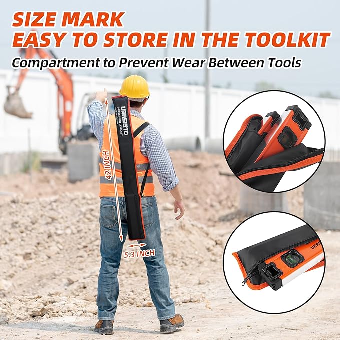 Set de 3 Niveles de Burbuja URASISTO, 12", 20", 40" con Nivel Magnético miniatura 6