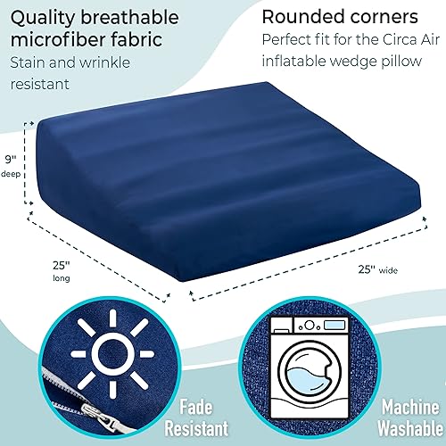 Miniatura 3 de Circa Air Funda de almohada de cuña Funda de cama para cuña inflable (24 x 24 x 8) ultra suave, 100% microfibra con cremallera, lavable a máquina,