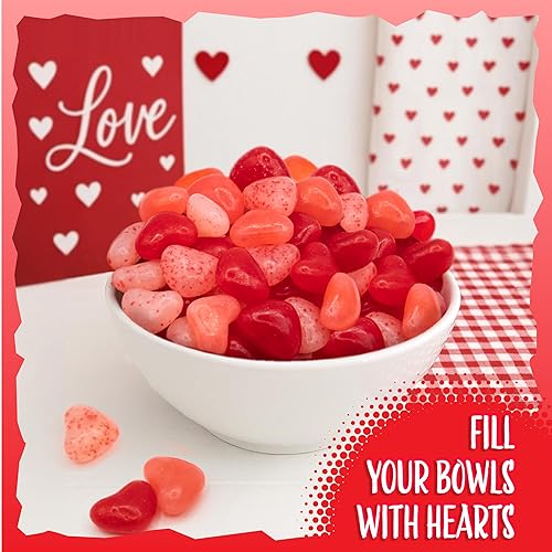 Miniatura 4 de Bolsa de 2 libras de gomitas de San Valentín  Corazones de caramelo rosa y rojo  Sabores de cereza, fresa y sandía  Mini dulces de San Valentín para