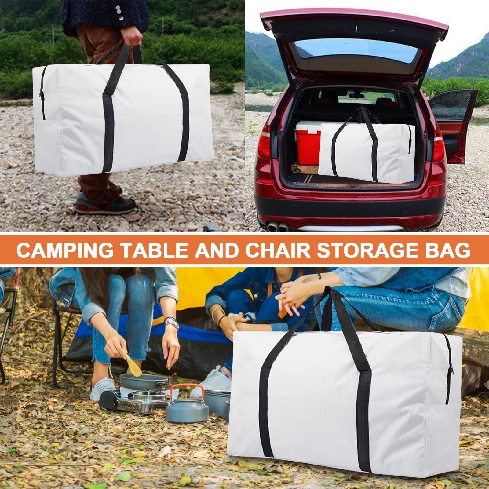 Borsa Portaoggetti Pieghevole In Tessuto Oxford Nero, Con Manico, Per Tavolo Da Picnic E Accessori, Impermeabile