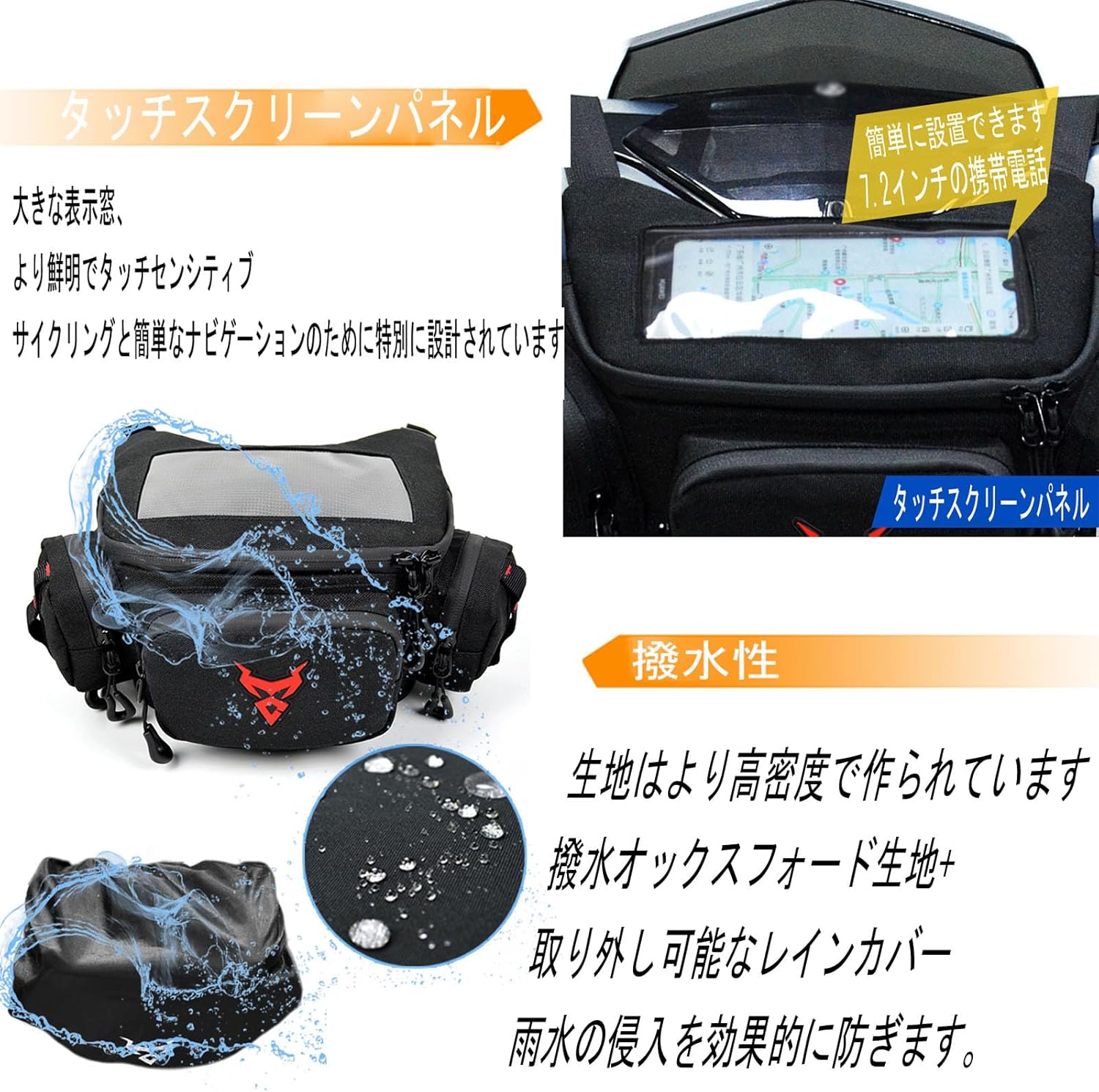 for PCX160 ADV160 adv160 pcx160 Motorcycle Front Bag Waterproof Mobile Phone Touch Screen Storage Bag Scooter Front Bag Street Motorcycle Waist Bag (Blue)