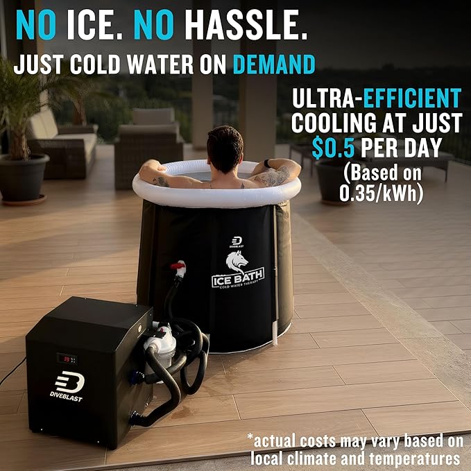 Cold Plunge Tub With Water Chiller, Pump and Filter - Low Consumption 2/3 HP Cold Plunge Chiller - Cools Water Down to 39°F