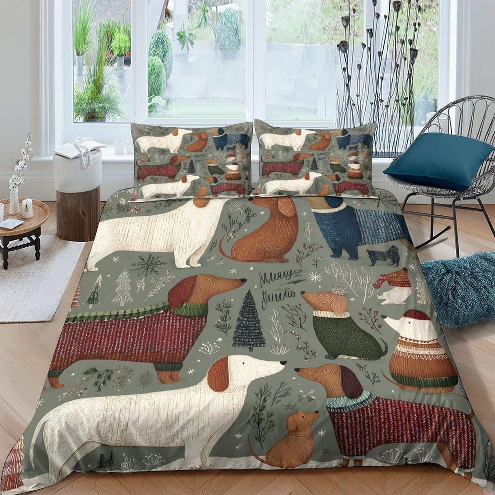 Ctjqhvkz Style-10 3D Printed Cartoon Dachshund Dog Pattern Fitted Sheet Microfiber Soft Bed Cover For Bedroom Dorm Mattress Protection Decor Single（135X200cm）