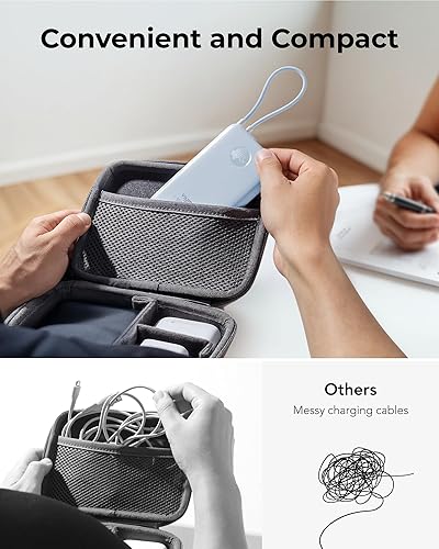 Miniatura 6 de Banco de energía delgado de 10000 mAh, cargador portátil de viaje con cable USB-C integrado y pantalla LED, batería de carga rápida de 22.5 W,