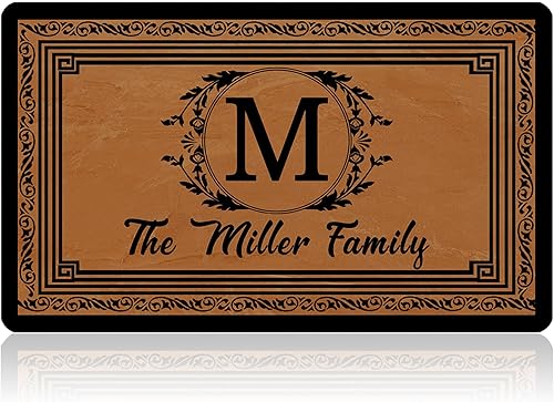 Differ More Tapetes de bienvenida personalizados para exteriores para puerta delantera, iniciales de bienvenida personalizadas, para entrada al aire
