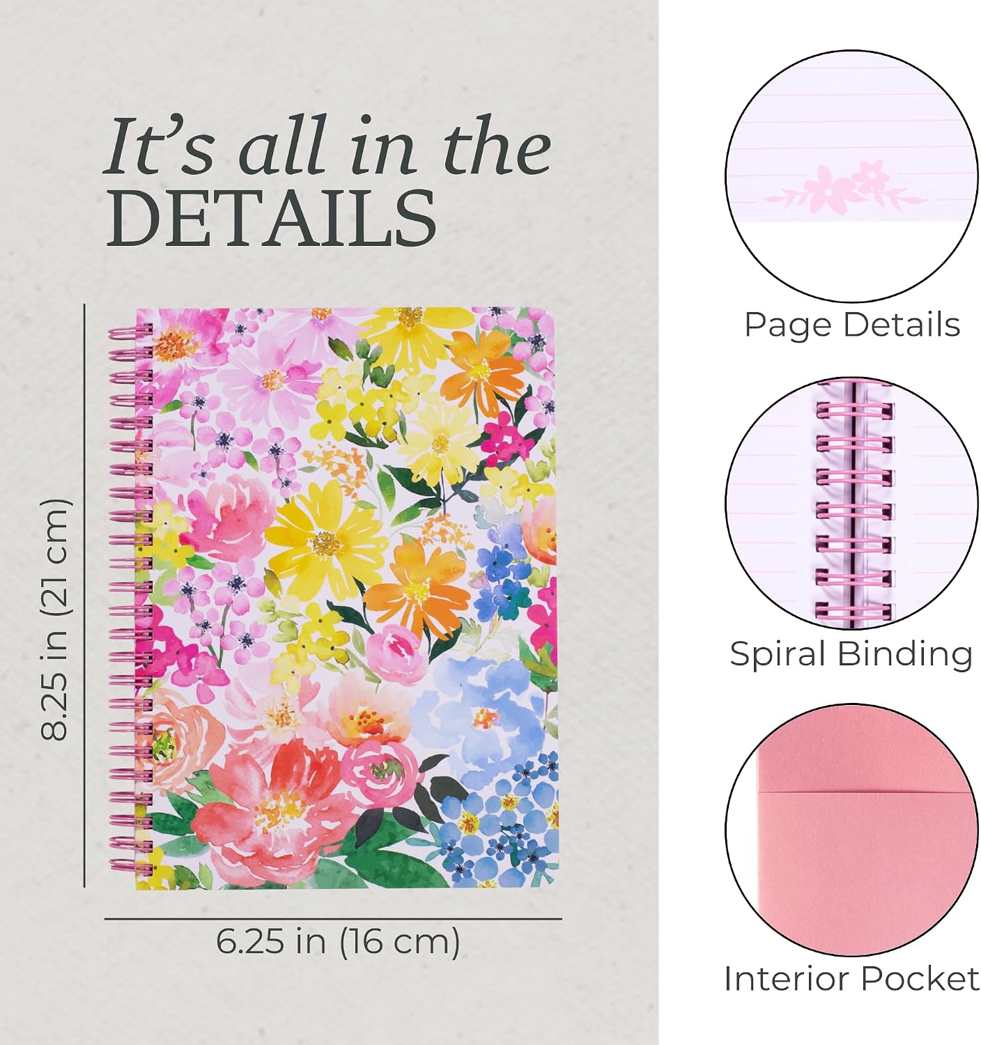 Steel Mill & Co 8.25 x 6.25 Spiral Notebook with 160 Pages, Summer Garden image 4