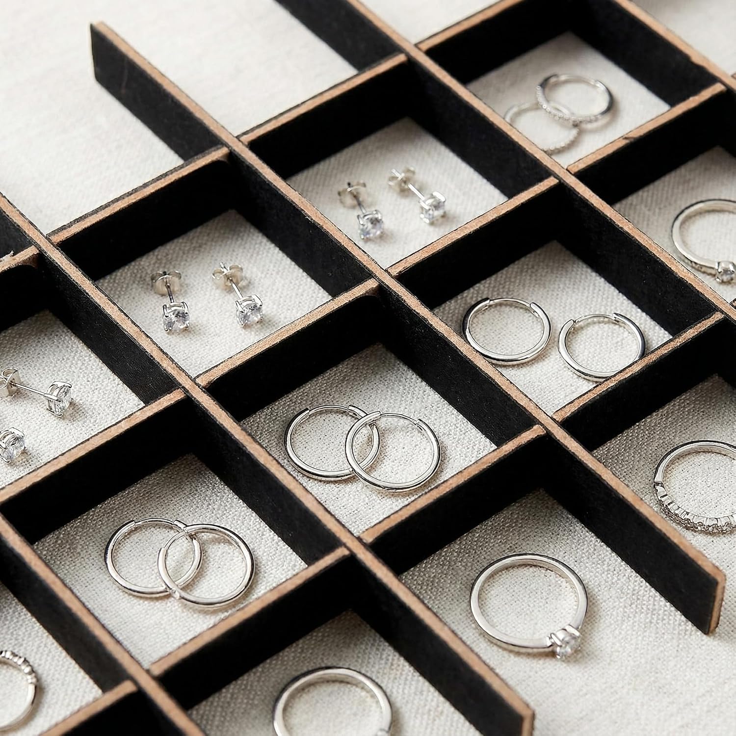 Jewelry Tray Divider Inserts DIY Organizer for Jewelry Display Boxes Adjustable Velvet Lined Dividers for Storage