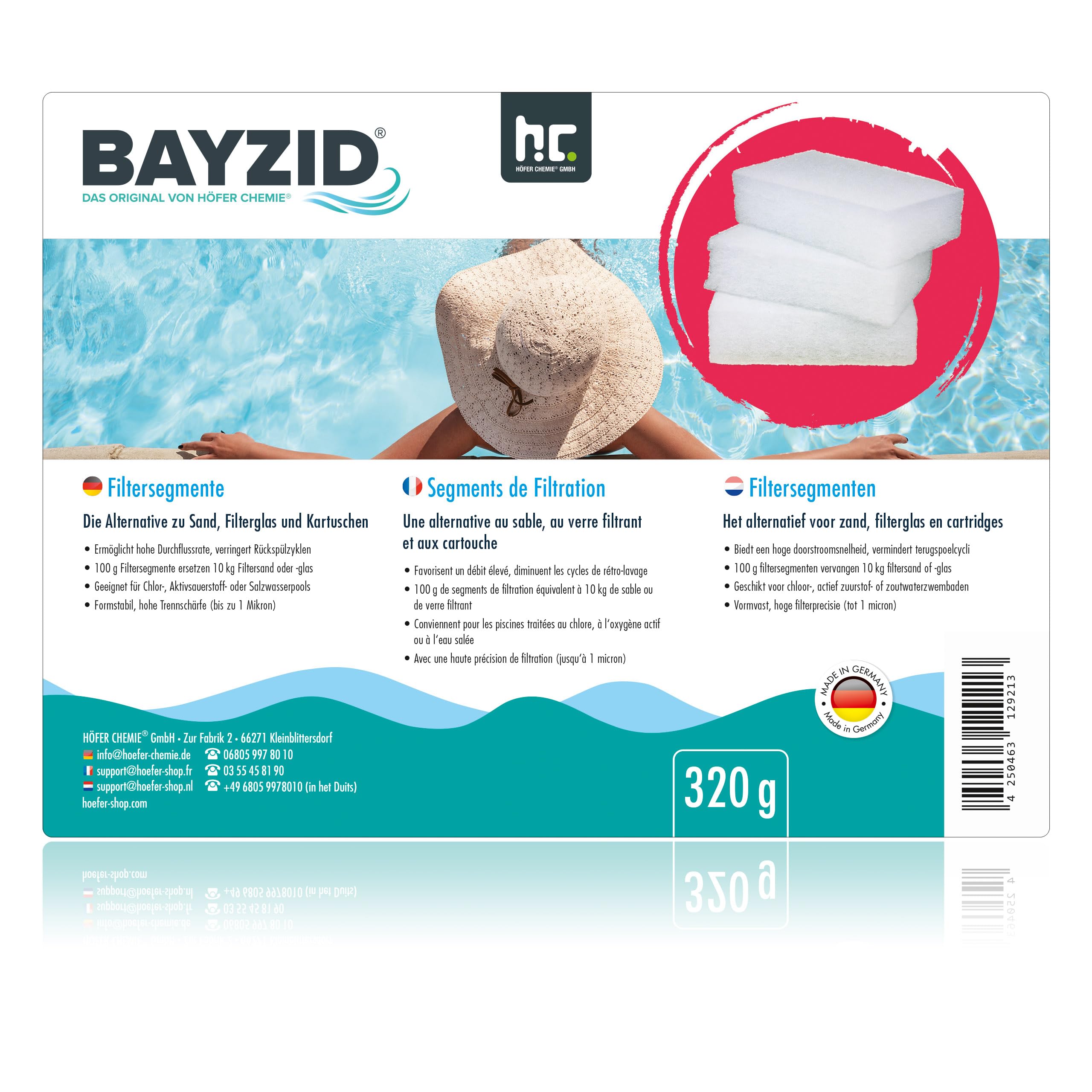 Höfer Chemie Piscine 2 x 320 g Segments de Filtration - Qualité Premium