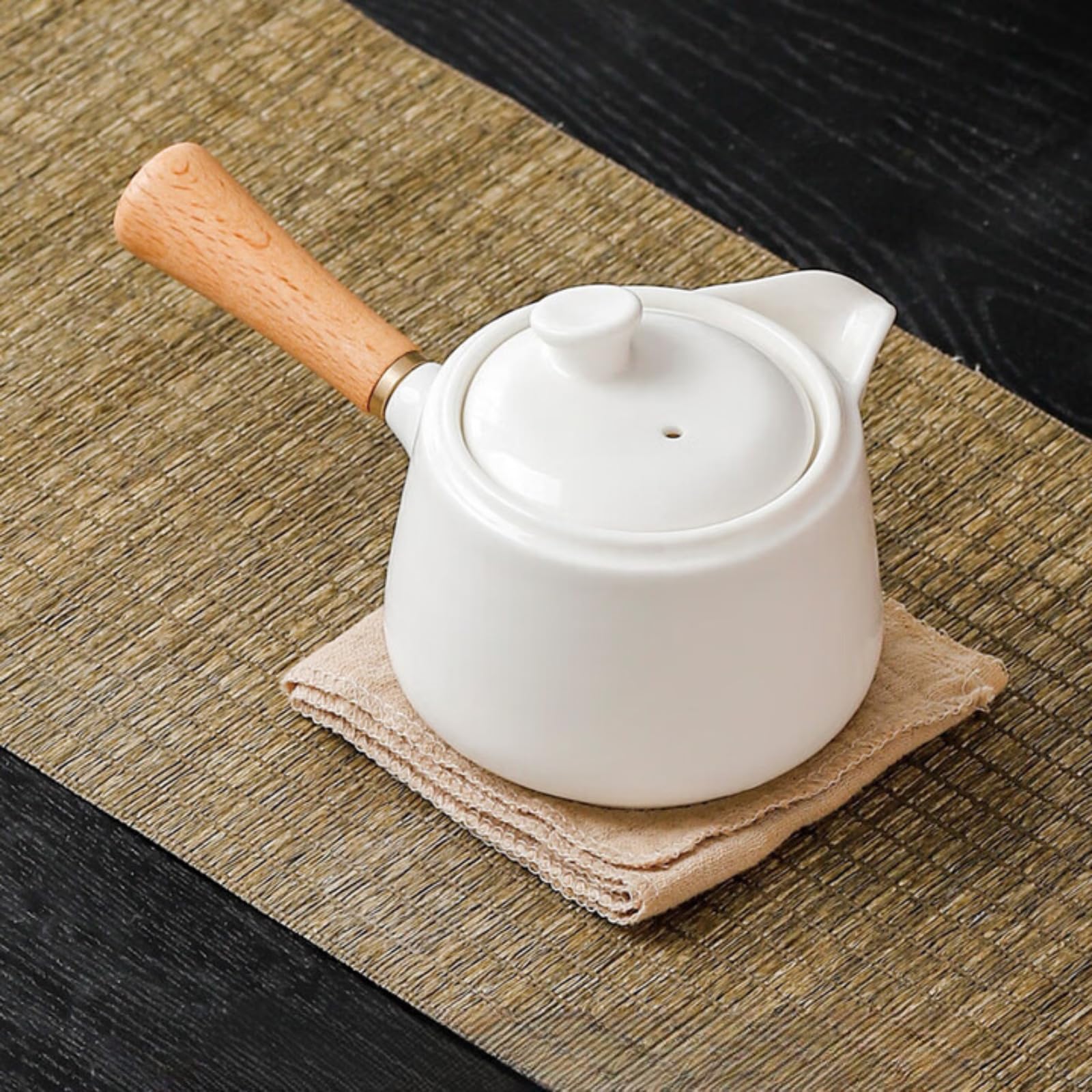 Théière en porcelaine blanche jade de mouton 200ml d'exception
