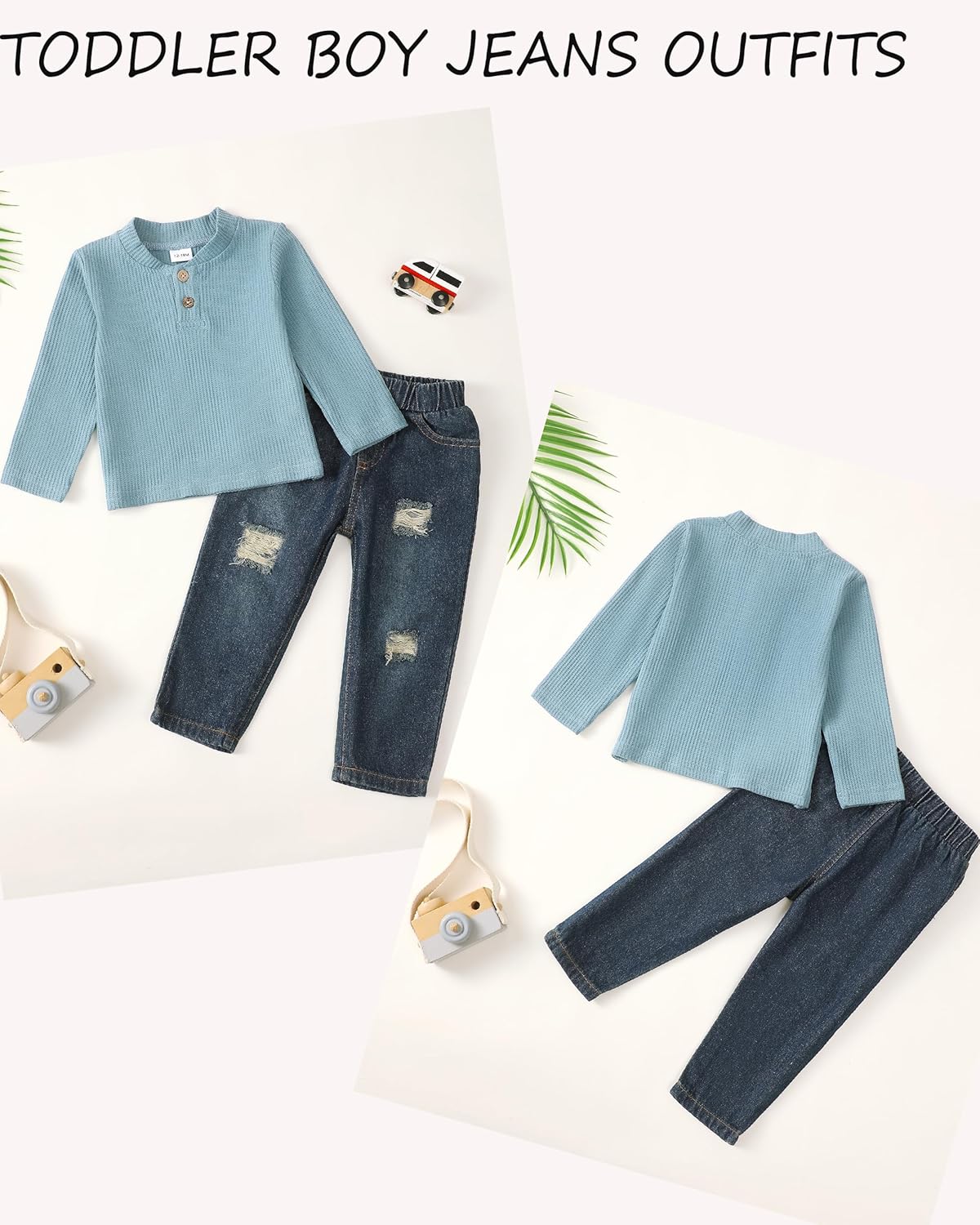 Toddler Baby Boy Clothes Infant Boys Outfits Sweatshirt Pullover Top Denim Pants Clothing Sets - Image 5