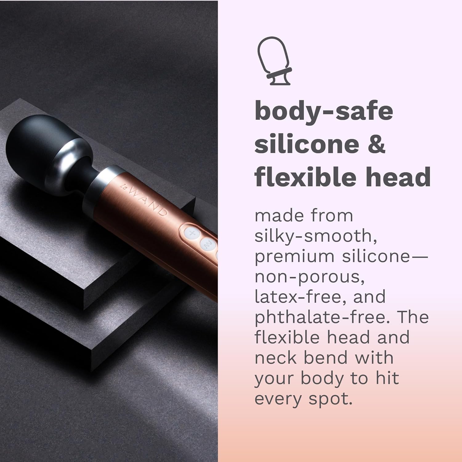 Le Wand Rechargeable Vibrator Wand - Diecast Vibrating Massager Stimulator (Rose Gold)