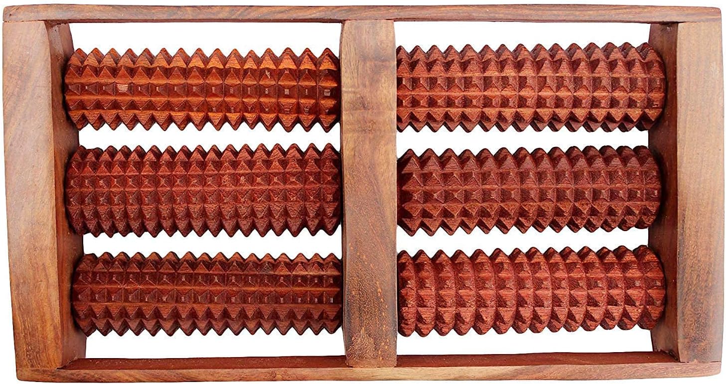 Wooden Foot/Feet Massager 6 Roller Stress Acupressure Touch Wooden Foot|Perfect For Gifting And Health