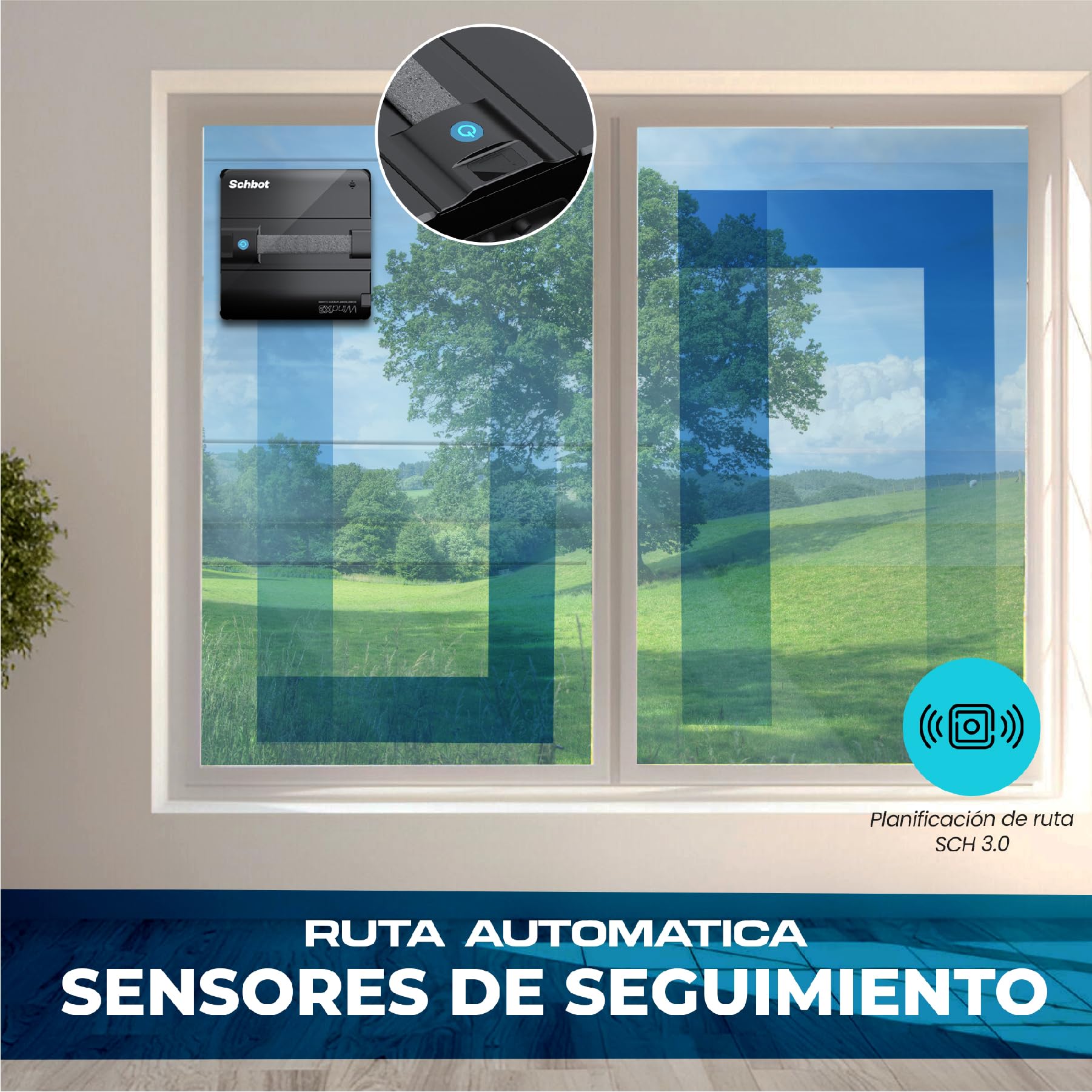 Wind X3 Robot Limpiacristales con Spray Automático - Limpia cristales Electrico Anticaídas para Espejos y Superficies Lisas, Limpia Cristales Ventanas Eficazmente sin Dejar Marcas