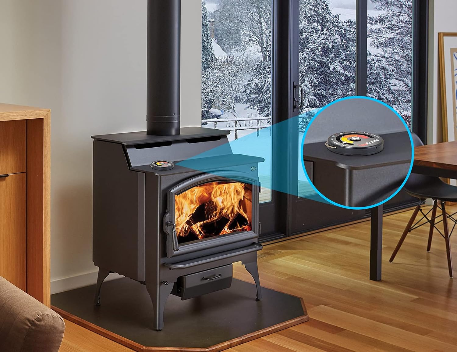 Skyflame Magnetic Top Thermometer Wood Stove Temperature Meter