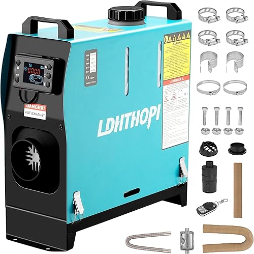 LDHTHOPI Calentador diésel de 12 V y 8 KW, calentador de aire diésel todo en uno, calentador diésel portátil con monitor LCD y control remoto,
