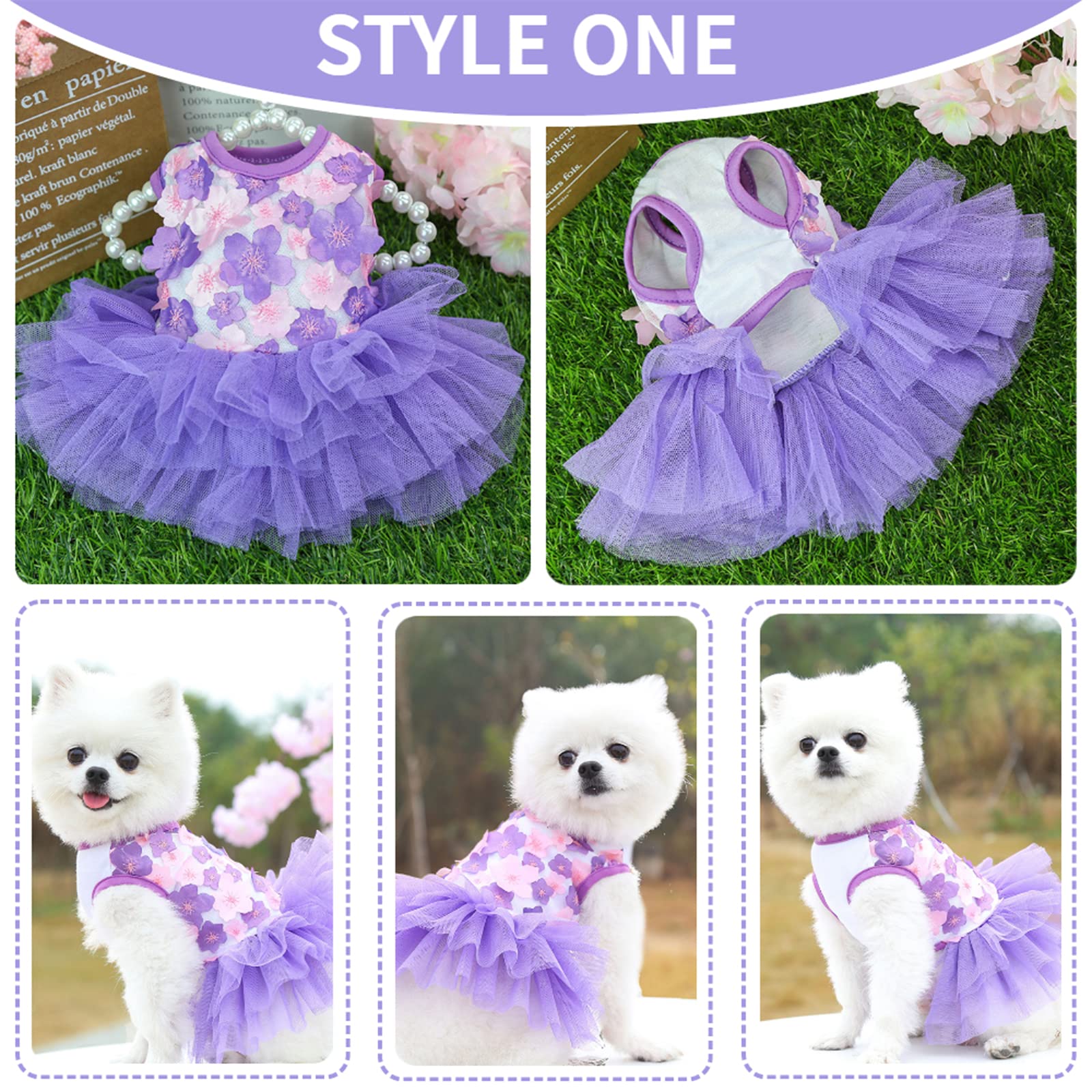 Hundekleid Für Kleine Hunde – Süßes Tutu-Kleidchen Mit Schleife, Aus Baumwolle, Für Chihuahua, Yorkshire, Mädchen (Größe L, Daisy-Muster)