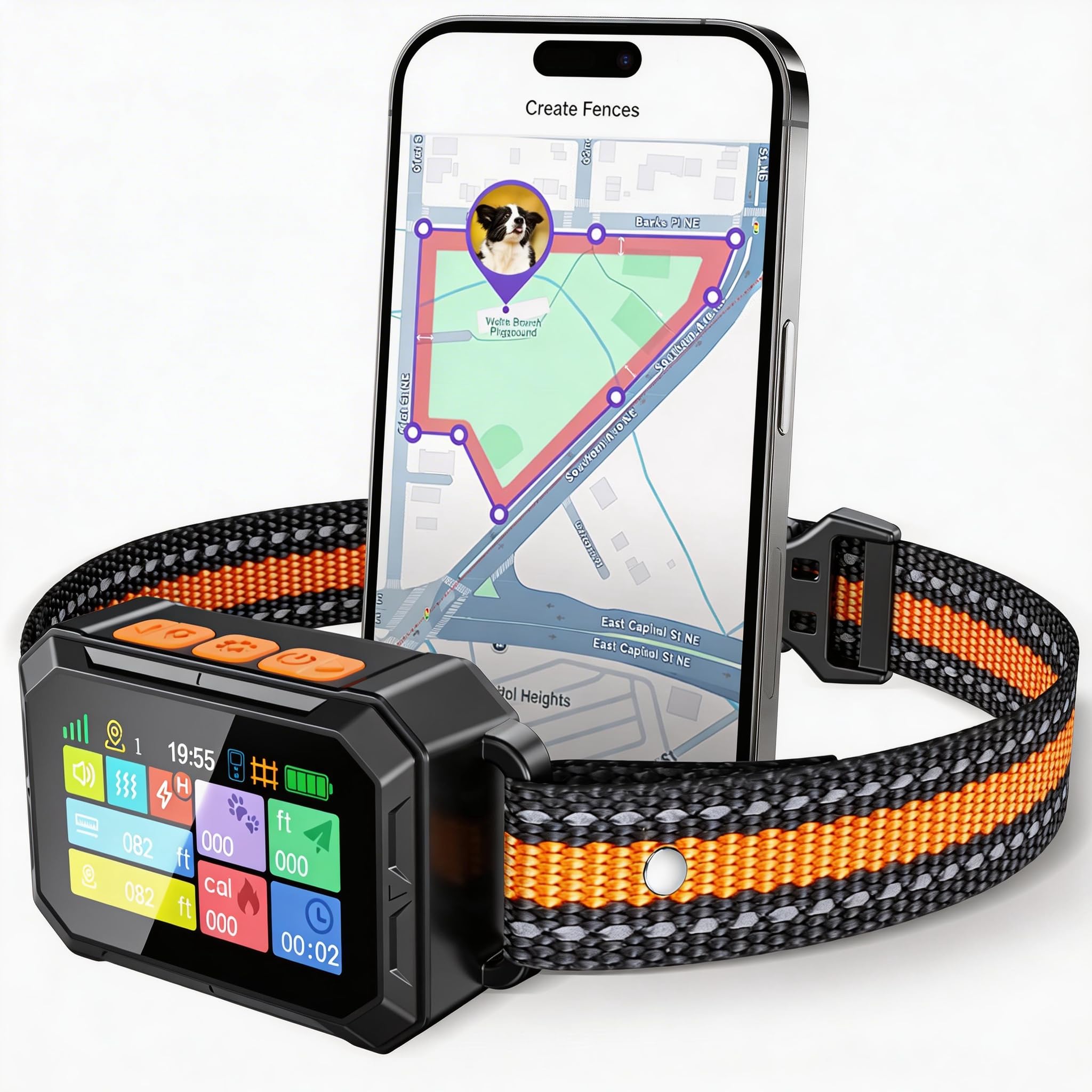 Photo 1 of Meowant GPS Wireless Dog Fence, App Controlled, No Remote | Adjustable 82–7000 ft GPS Custom Fence, Early Alert Function, Waterproof LCD Collar for Outdoor Dogs Over 10 lbs
