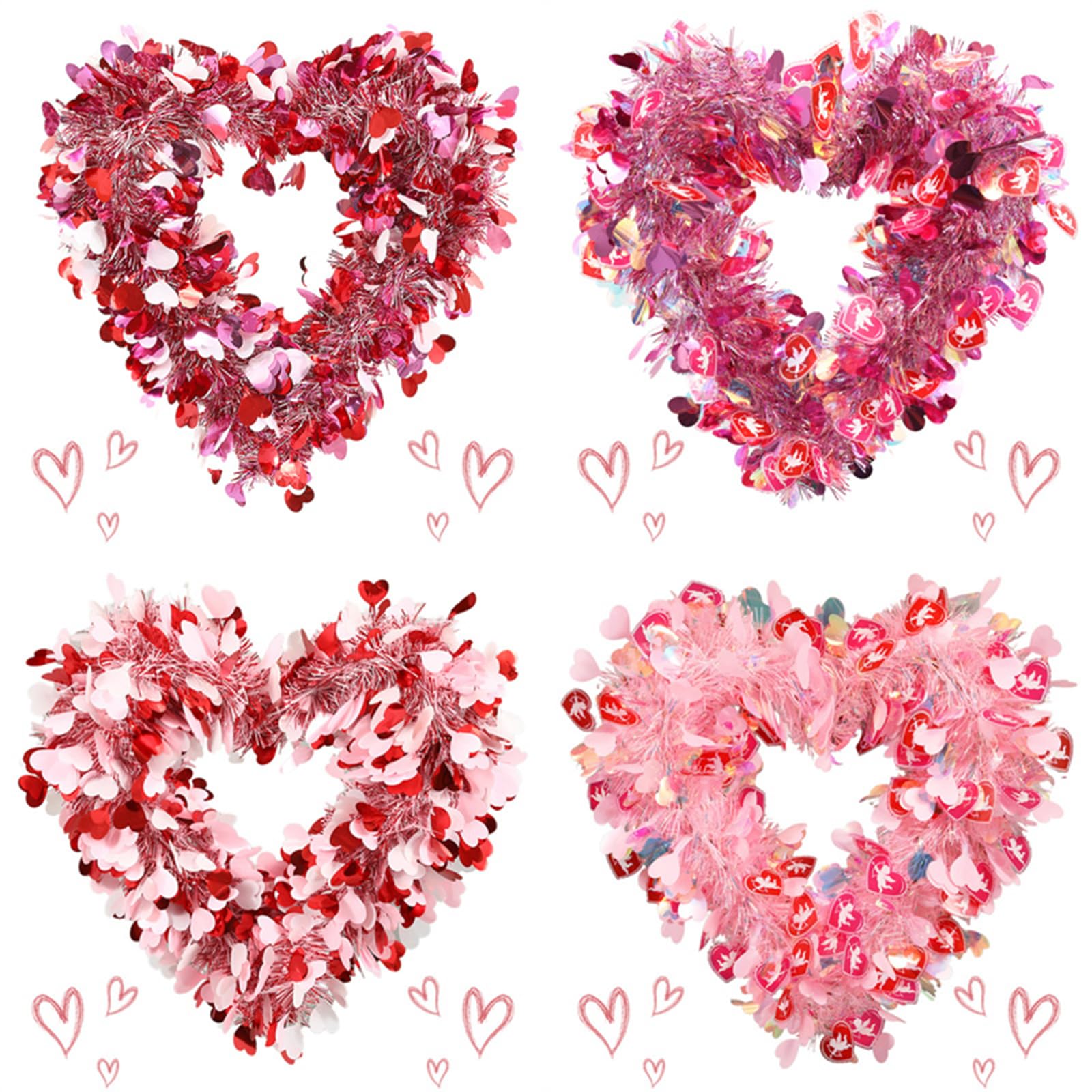 Ghirlanda a forma di cuore per San Valentino, ghirlande rosse e rosa con amore da appendere, per San Valentino, ghirlanda da appendere per interni ed esterni, finestre, pareti, porte d'ingresso,