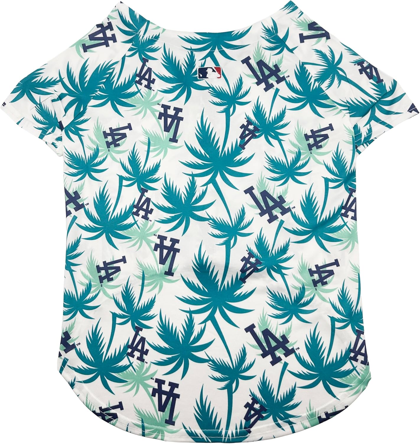 MLB Los Angeles Dodgers Hawaiian Dog Baseball Jersey, Officially Licensed Dogs & Cats Apparel, Dry-Fit Tropical Palm Print Shirt, X-Small, Pet Baseball Jersey Shirt Summer Theme