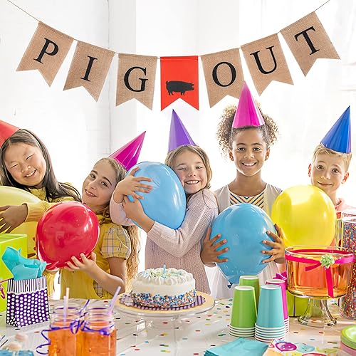 Miniatura 3 de NUOBESTY Banner de fiesta con forma de cerdo, guirnalda de cola de golondrina, pancarta de arpillera para colgar en la pared, decoración para