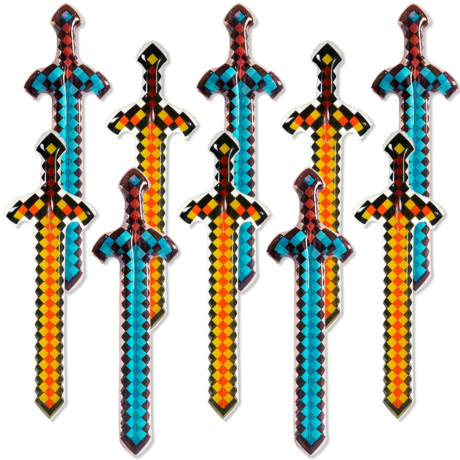 Epee Enfant JWTRSVTY 10 PCS Gonflables Épées Set, 63 Cm Épée Gonflable Pixel, Épée Décoration Anniversaire Pirate