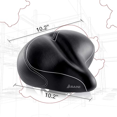 Miniatura 7 de Asani Asiento de bicicleta cómodo de gran tamaño  Sillín de bicicleta de repuesto más cómodo para ciclismo  Ajuste universal para bicicletas de