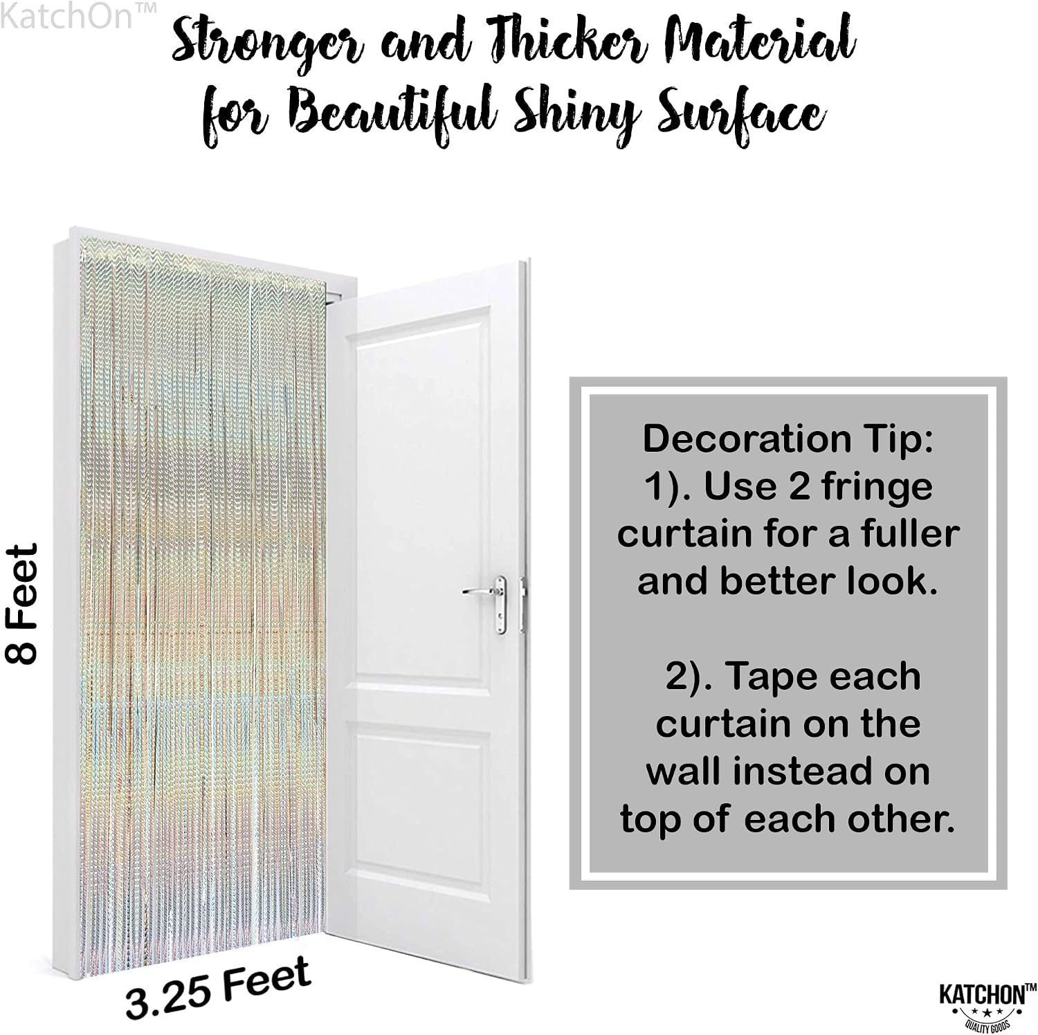KatchOn, XtraLarge Laser Stripe Silver Backdrop - 3.2x8 Feet, Pack of 2 Silver Fringe Curtain | Bachelorette, Prom Decorations 2025 | Graduation Decorations 2025 | Streamers for Birthday Decor