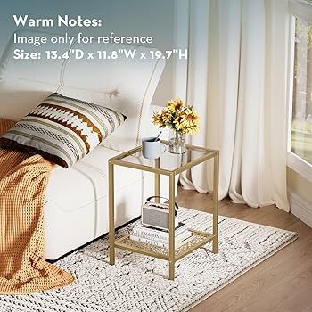 Amazon.com: SAYGOER Glass Side Table Small Gold End Table